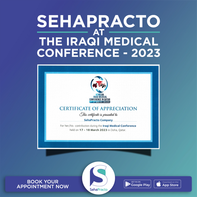 SehaPracto at the Iraqi Medical Conference 2023 — certificate of appreciation